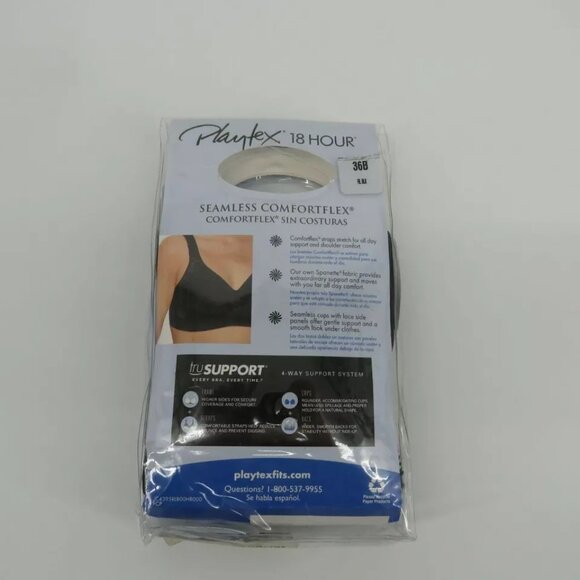 Playtex 18 Hour Seamless Comfortflex Wireless Bra 36B Smooth Support Black NEW - Picture 4 of 4